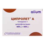 Ципролет А (табл. п. плен. о. 600 мг+500 мг № 10 блистер) Алиум АО (Московская обл,.рп. Оболенск) Россия