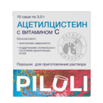 Ацетилцистеин 600 мг с витамином С (БАД) (порошок для приг. раствора саше 3 г 10 шт) PILULI Квадрат-С ООО - Россия
