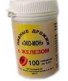 Дрожжи пивные с железом Эко-мон (таблетки 0,45г N100) Свободный 20 ЗАО - Россия